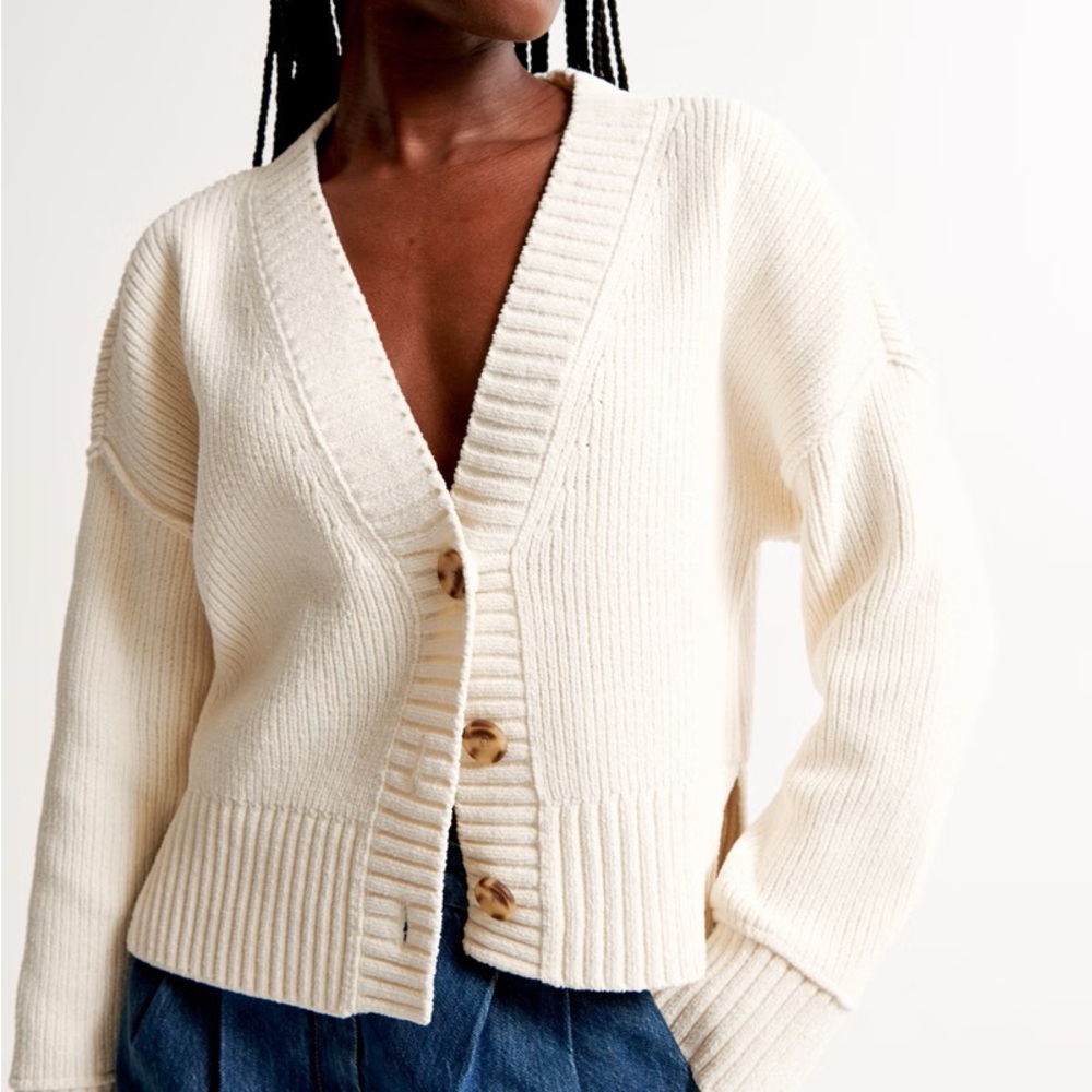 Abercrombie Cream Cardigan Sweater